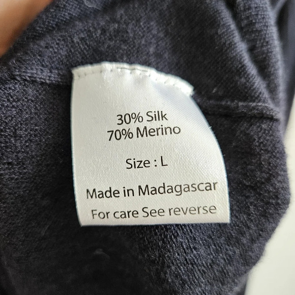 Proper Cloth Men's Size L Navy Blue Merino Wool Crewneck Sweater - Picture 4 of 7